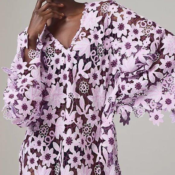 Anthropologie Other - Anthropologie Three-Toned Floral Lace Kaftan